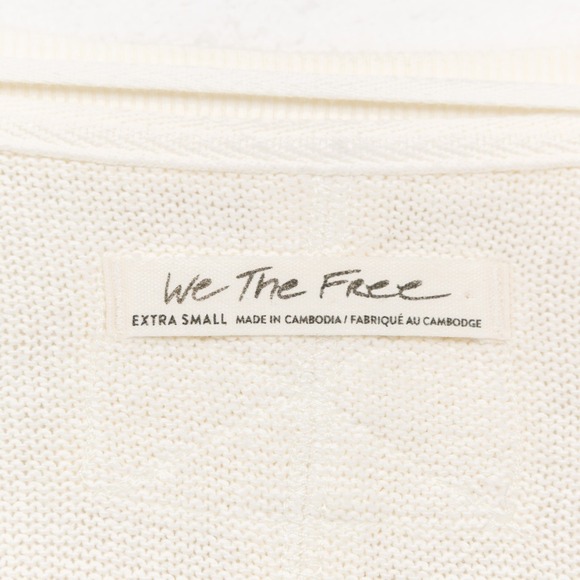 WE‎ THE FREE People Anyway Plunge Neck Long Sleeve Top Draped Faux Wrap Cream XS - Picture 6 of 8